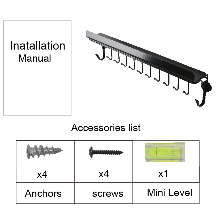 Black shelf with 12 hooks,TMA0423