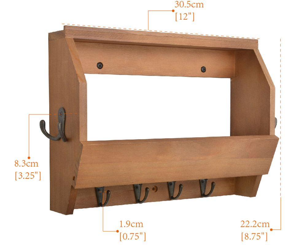 Mail organizer and key holder,walnut